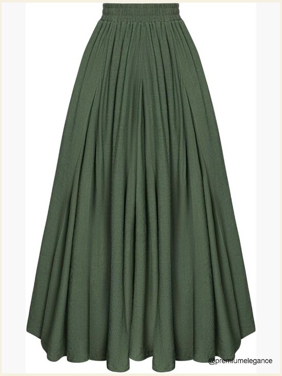 Dresses & Skirts - Maxi Skirt Flowy Boho Renaissance A-Line Long Skirt with Pockets